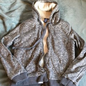 Grey fleece lined zip up hoody